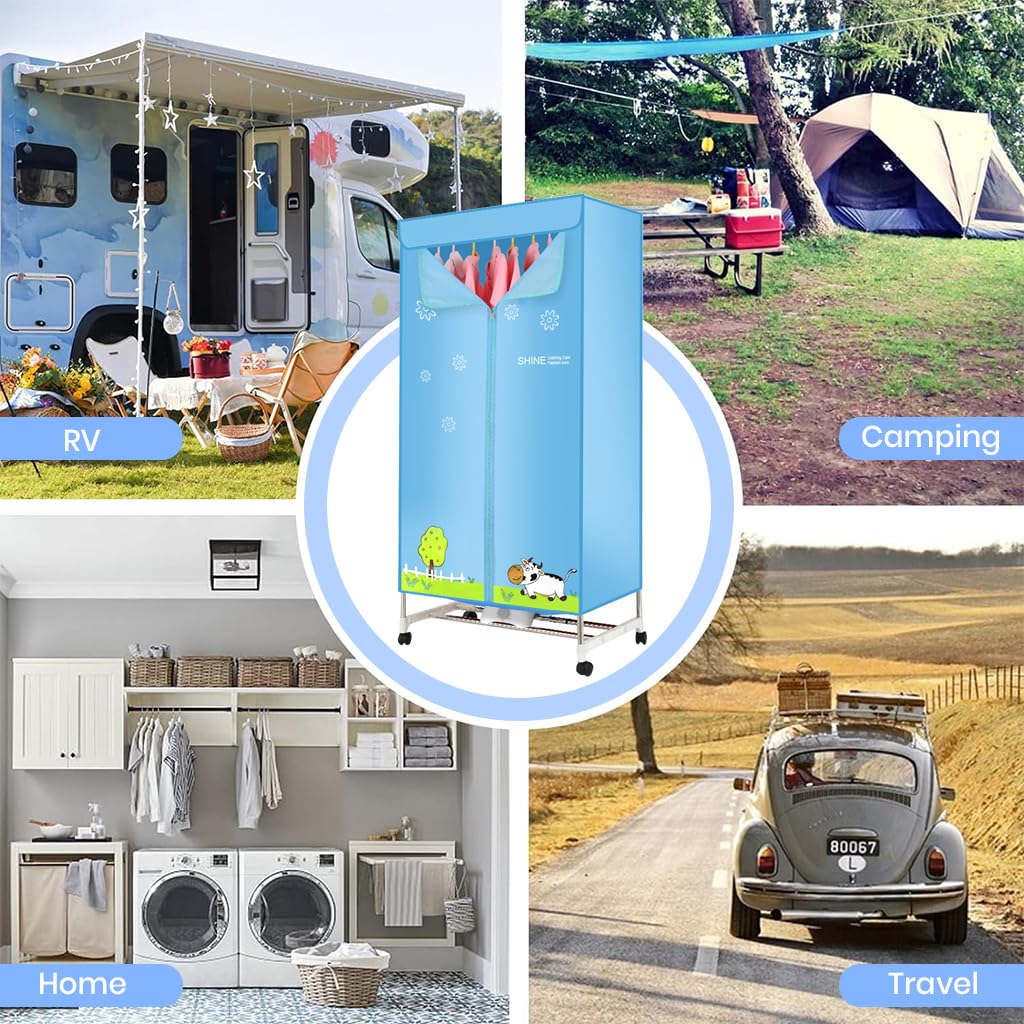 Supvox Clothes Dryer Machine 360 Degree Hot Wind Circulation Clothes Dryer Easy Assembly Double Layer Stainless Steel Rack with Ventilation Clothes Dryer Smart 180 mins Timer Design