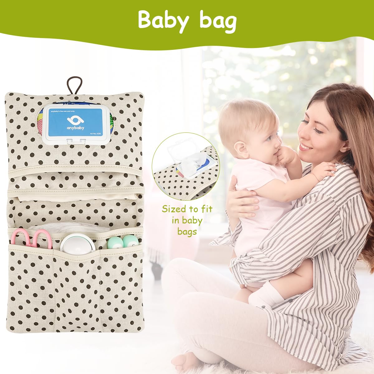SNOWIE SOFT Baby Small Diaper Bag Accessories, Diaper Pouch Organizer Hanging Portable Mini Diaper Bag, Foldable Baby Diapers Bag