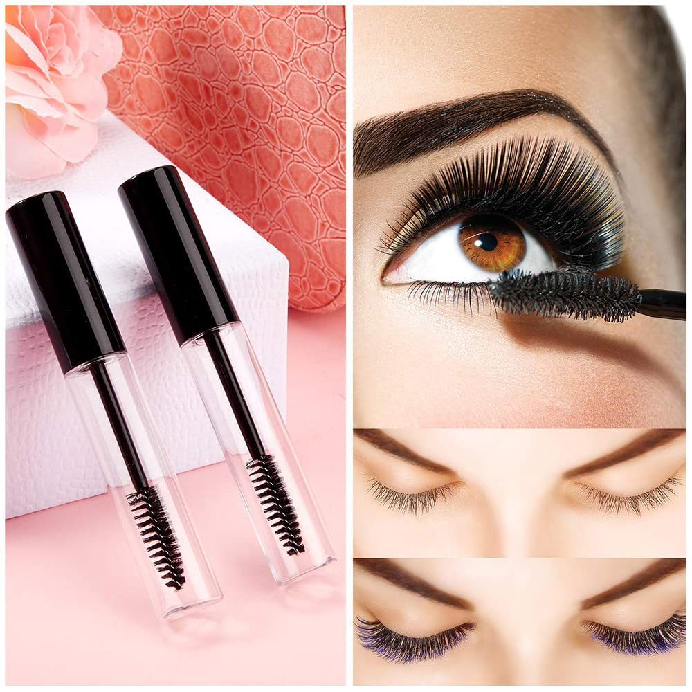 MAYCREATE 10ml Plastic Empty Mascara Tube Wand Eyelash Cream Container Bottle for Castor Oil Brush Kit Combo with Funnels Mascara Eyeliner For Women