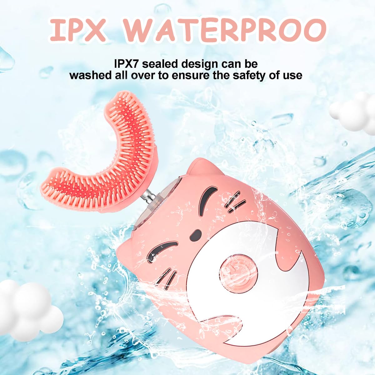 HANNEA Toothbrush For Kids, Electric U Shaped Ultrasonic Brush Tooth, Chargeable automatic Tooth Brush With 3 Cleaning Modes IPX7 Waterproof USB Rechargeable Toothbrush (Ages 3-7)