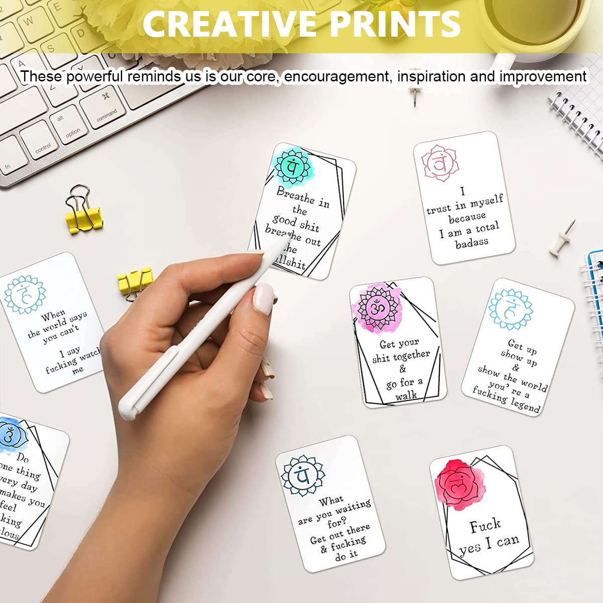 HASTHIP 16 Sheet Greeting Card for Birthdays Sweary Affirmation Cards Positive Swear Cards Boost Confidence Encouragement Confirmation Card Set Creative Prints