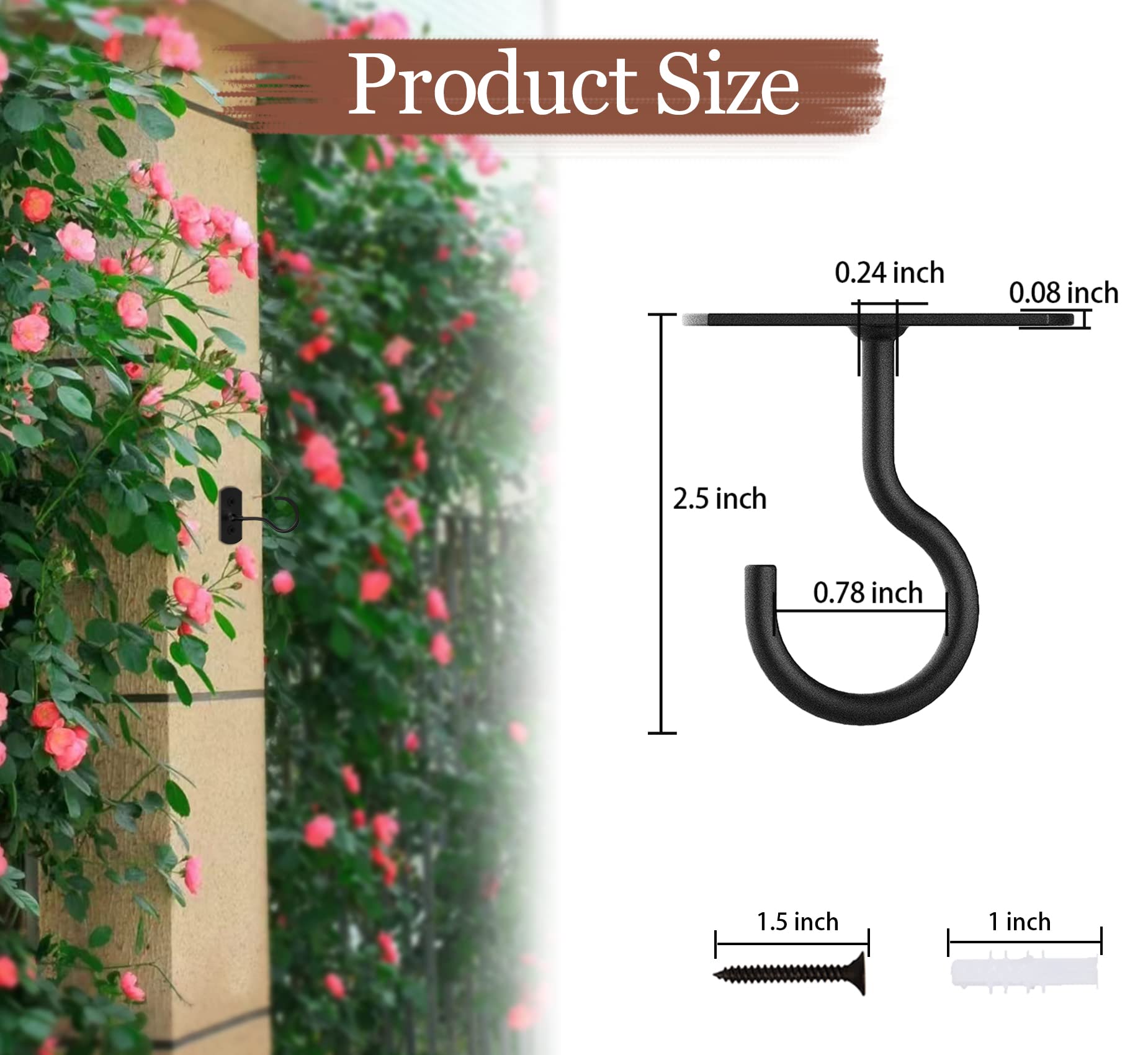 HASTHIP 2Pcs Ceiling Hooks Wall Hooks for Hanging Planters Screw Fixed Metal Hanging Hooks Gardening Hanging Planters Hooks Utility Ceiling Hooks for Gardening Decoration