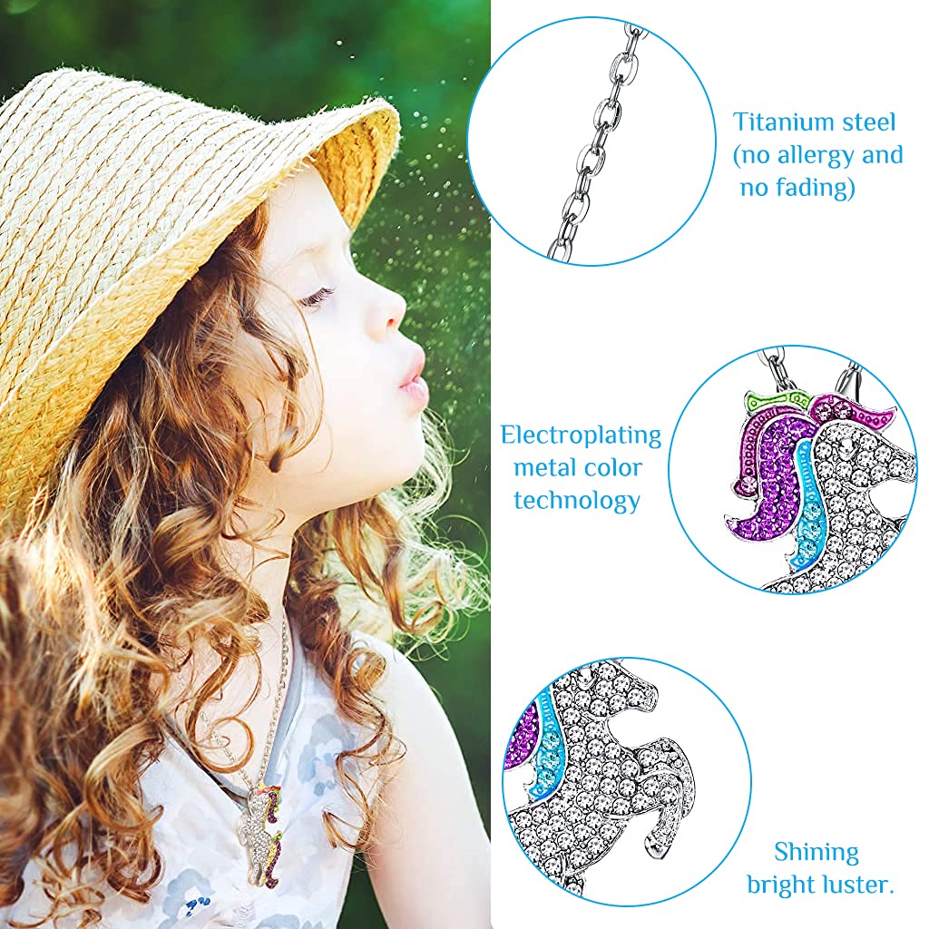 SANNIDHI Unicorn Necklace for Girls Stylish Alloy Pendant Necklace for Girls with Message Card Fashion Neck Locket Chain Pendent for Girls Pendent for Girls Gifting - 1