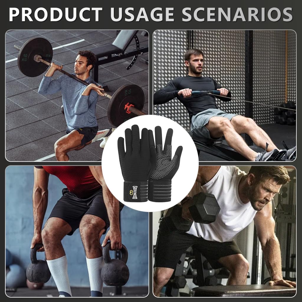 Proberos Full Finger Workout Gloves with Wrist Support, Gym Gloves for Men and Women, Gloves for Professional Weightlifting, Fitness Training and Workout, M