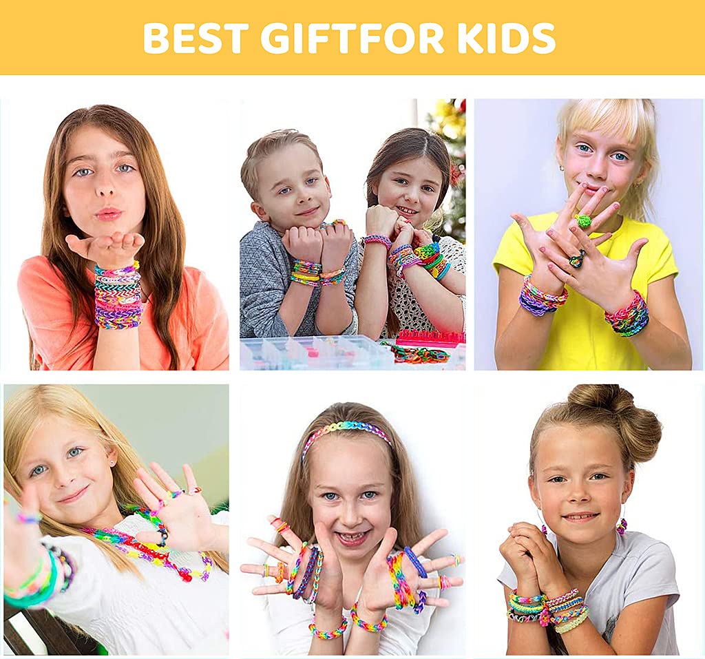 PATPAT 1150+ 20 Color Loom Rubber Bands Set, ,Gift Rainbow Rubber Bands Bracelets Making Kit for Girls/Sisters Include Rubber Bands, Charms, Hooks, Beads, Crochet, Loom, Clips Accessories DIY Kit