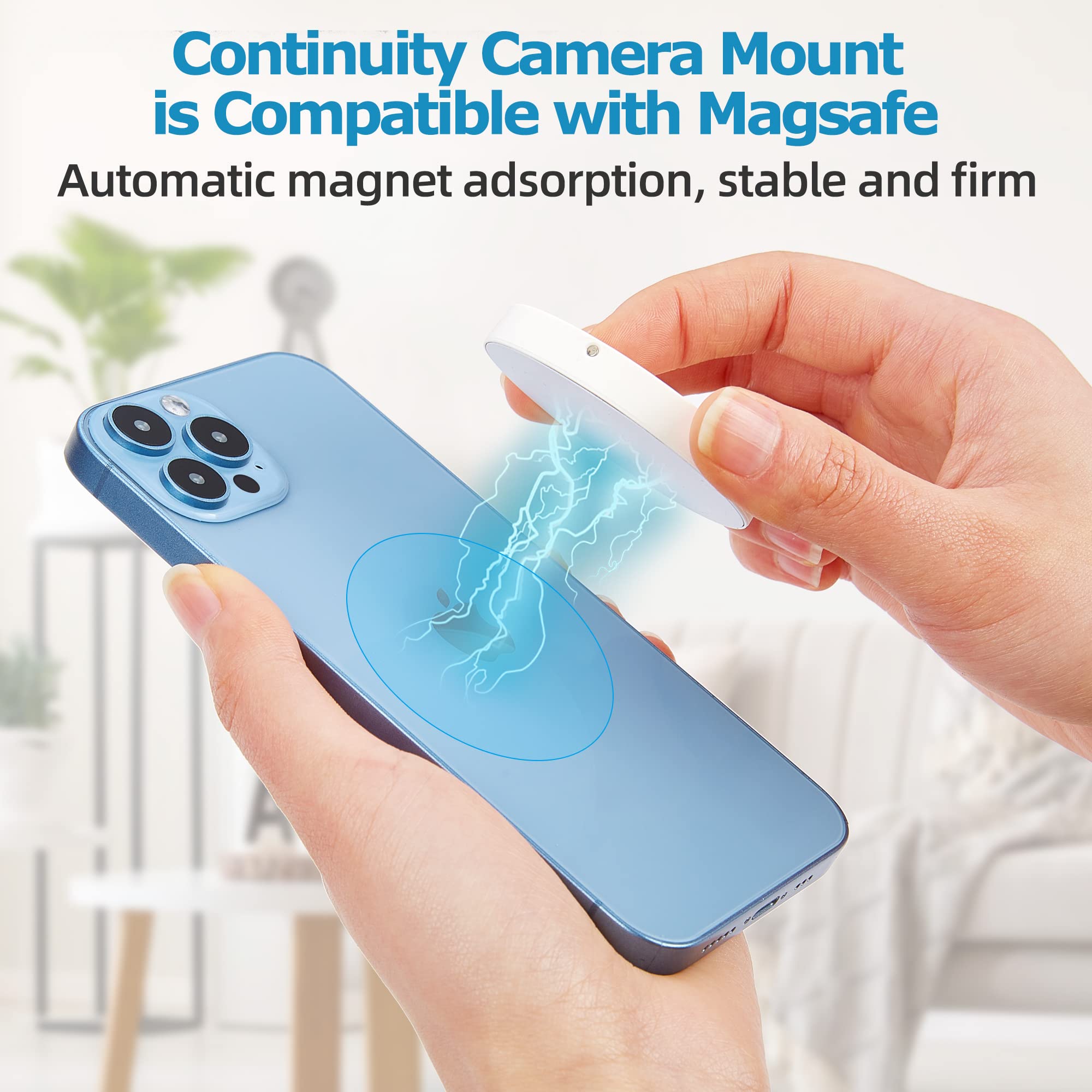 ZORBES Continuity Camera Mount for MacBook Magnetic Laptop Phone Holder for MacBook Laptops/iPhone 12, 13, 14 15 Series, Compatible with Magsafe, iPhone Webcam Mount for iOS 16 & macOS Ventura