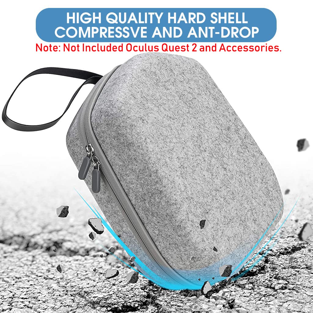 HASTHIP Storage Bag for Oculus Quest 2 VR EVA Organzier Case for Oculus Quest 2 Basic/Elite Version VR Headset and Touch Controllers Accessories Zipper Pouch Carrying Case with Handstrap Use