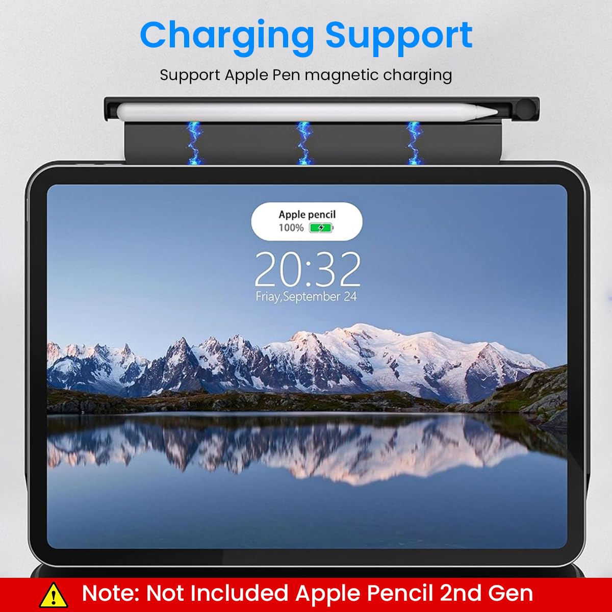 ZORBES Pencil Holder for Apple Pencil 2nd Generation iPad Attachment Pen Sleeve Designed for Apple Pencil for Top Brim Compatible with Magic Keyboard Apple Pencil 2nd Gen Holder (Black)