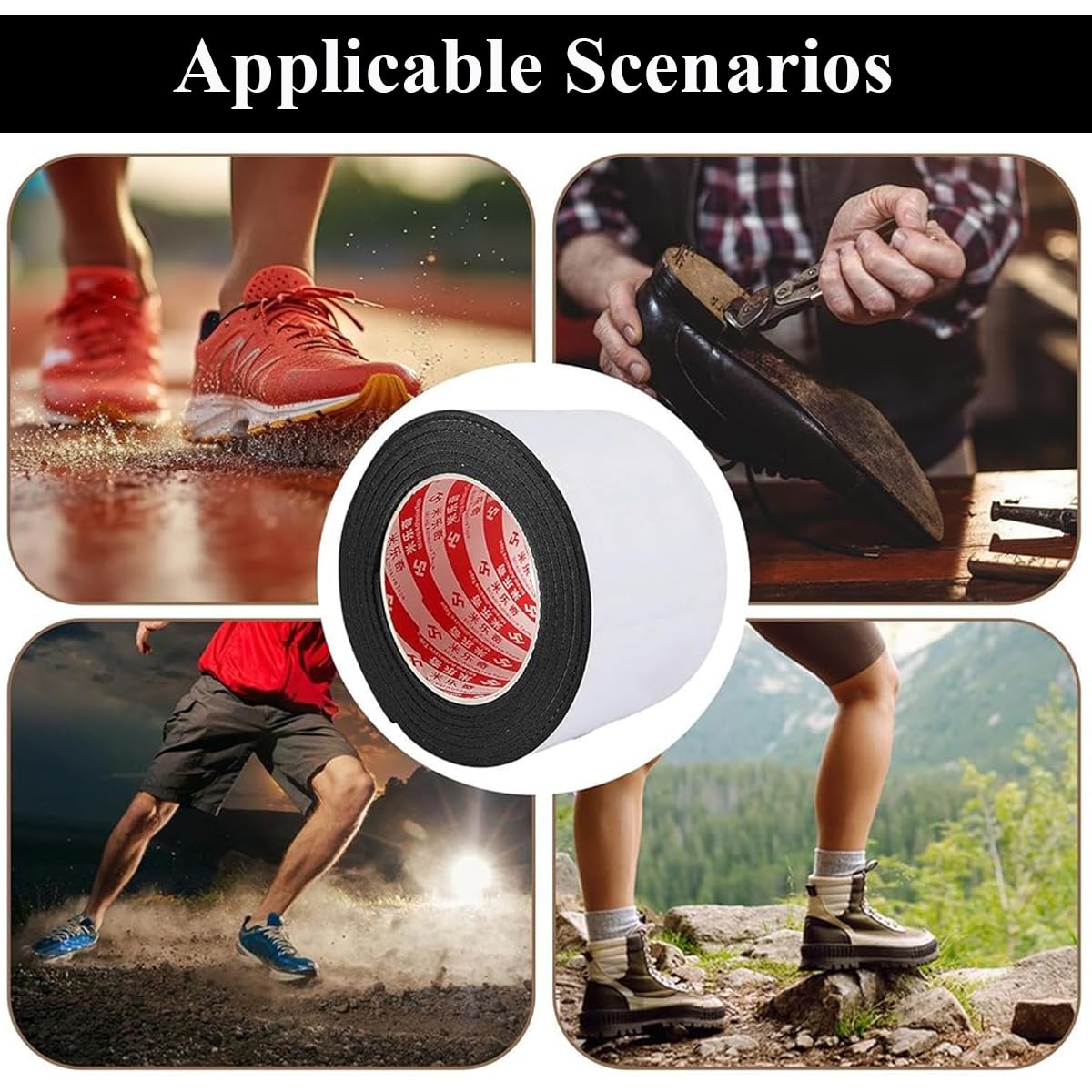 PALAY Non Slip Shoe Sole Repair Rubber for Women Self Adhesive Shoe Sole Protectors High Heels Anti Slip Cuttable Sole Repair Patch Shoe Grips