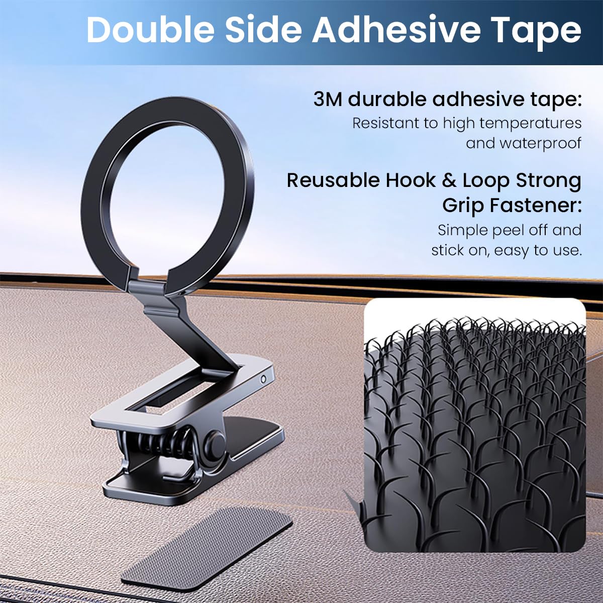ZORBES Fits for Magsafe Car Mount, Phone Holder Clamp for Desktop, Hands Free Magnet Travel Phone Car Holder, Dash Phone Mount Car Fit for iPhone 15 14 13 12 Pro Max Mini MagSafe Cases