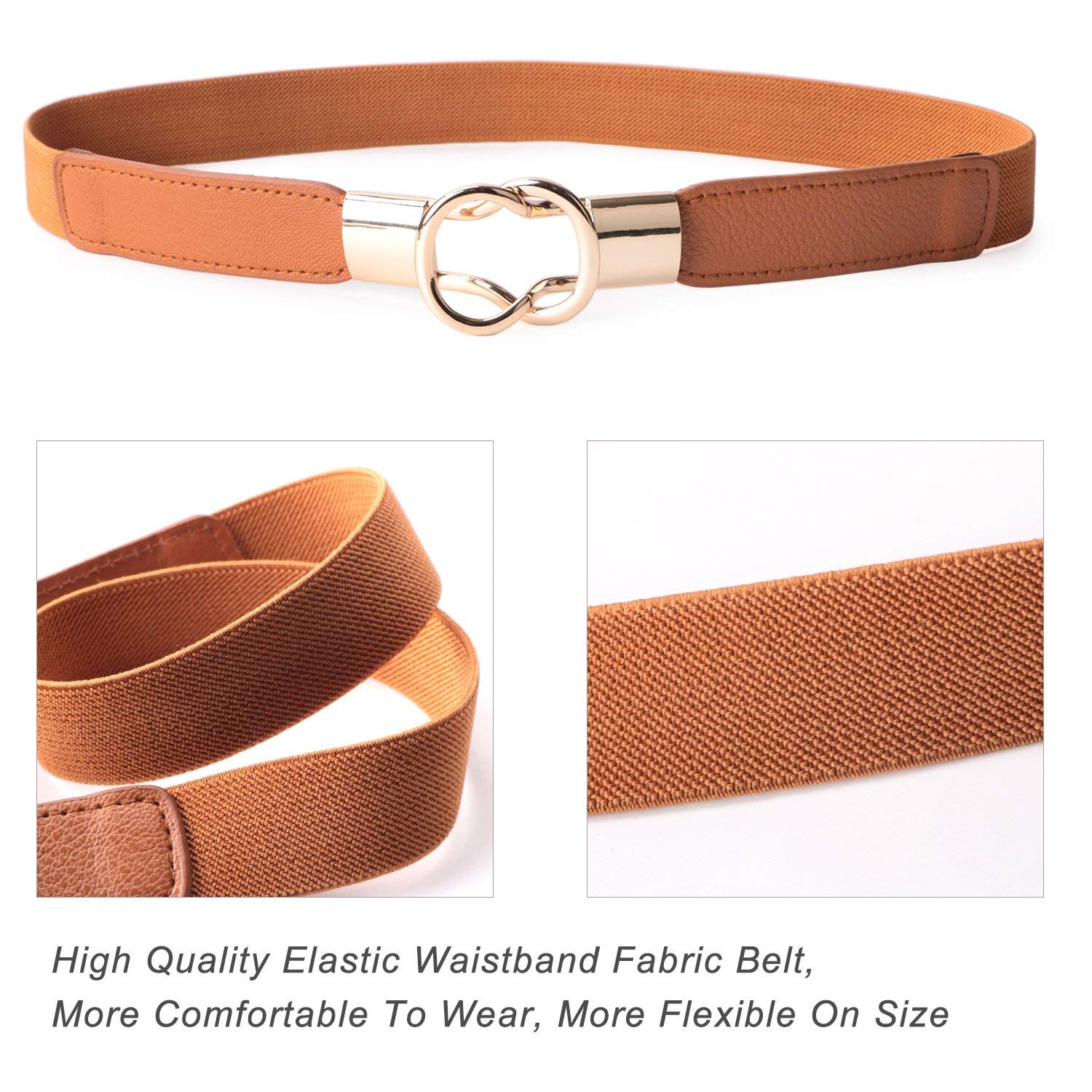 GUSTAVE Unisex Polyester, Faux Leather, Cotton Waist Belt (Pack Of 2 Pcs) ( And Brown)