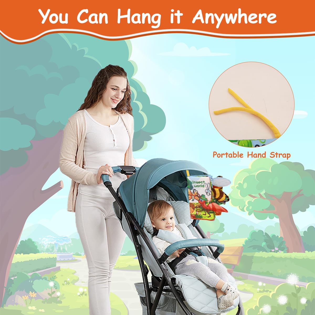 PATPAT 6 Pages Cloth Book for Babies, 3D Cartoon Insect Crinkle Books for Babies 6-12 Month Old Soft Cloth Books, Sensory Toys Book, Early Development Toys Baby Cloth Book for Toddler 3-18 Months