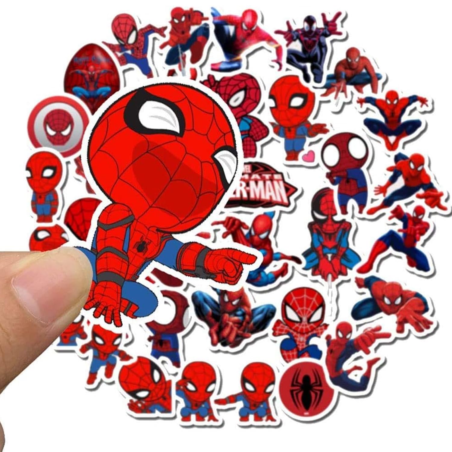 HASTHIP 35Pcs Spider-Man Stickers for Kids, Superhero Stickers Spider Man Cartoon Sticker PVC Waterproof Stickers for Water Bottle, Helmet, Flask, Car, Bike, Bumper, Skateboard, Luggage