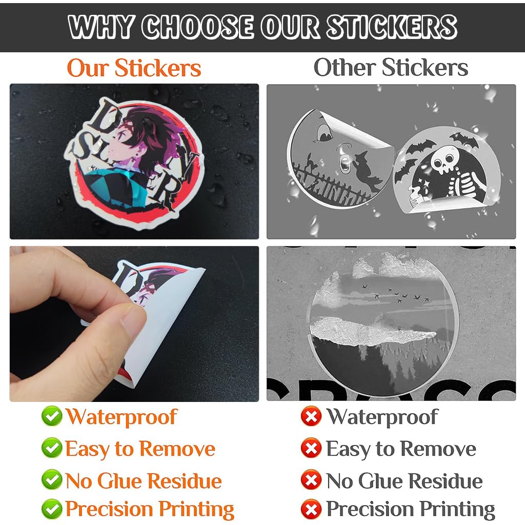 HASTHIP 100pcs Laptop Stickers Demon Slayer Sticker - Anime Cartoon Decal for Kids, Anime Demon Slayer Stickers for Teen Water Bottle, Waterproof Vinyl Decal for Laptop Phone Skateboard