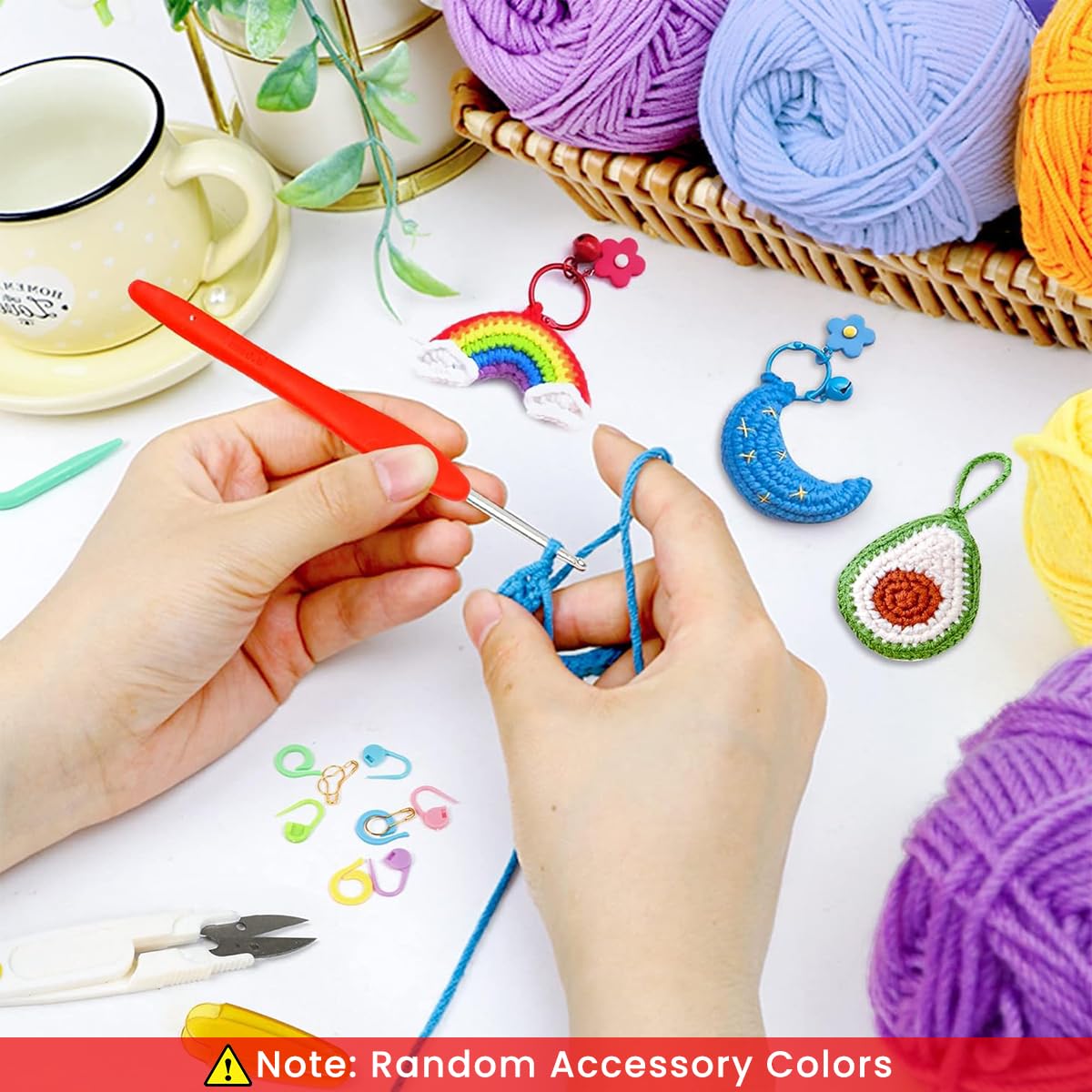 HASTHIP Crochet Needle Kit 107Pcs Crochet Knitting Needle Kit with Carry Bag DIY Crochet Needle Kit with Tools & Accessories Comprehensive Crochet Needle Kit for Beginners & Professionals