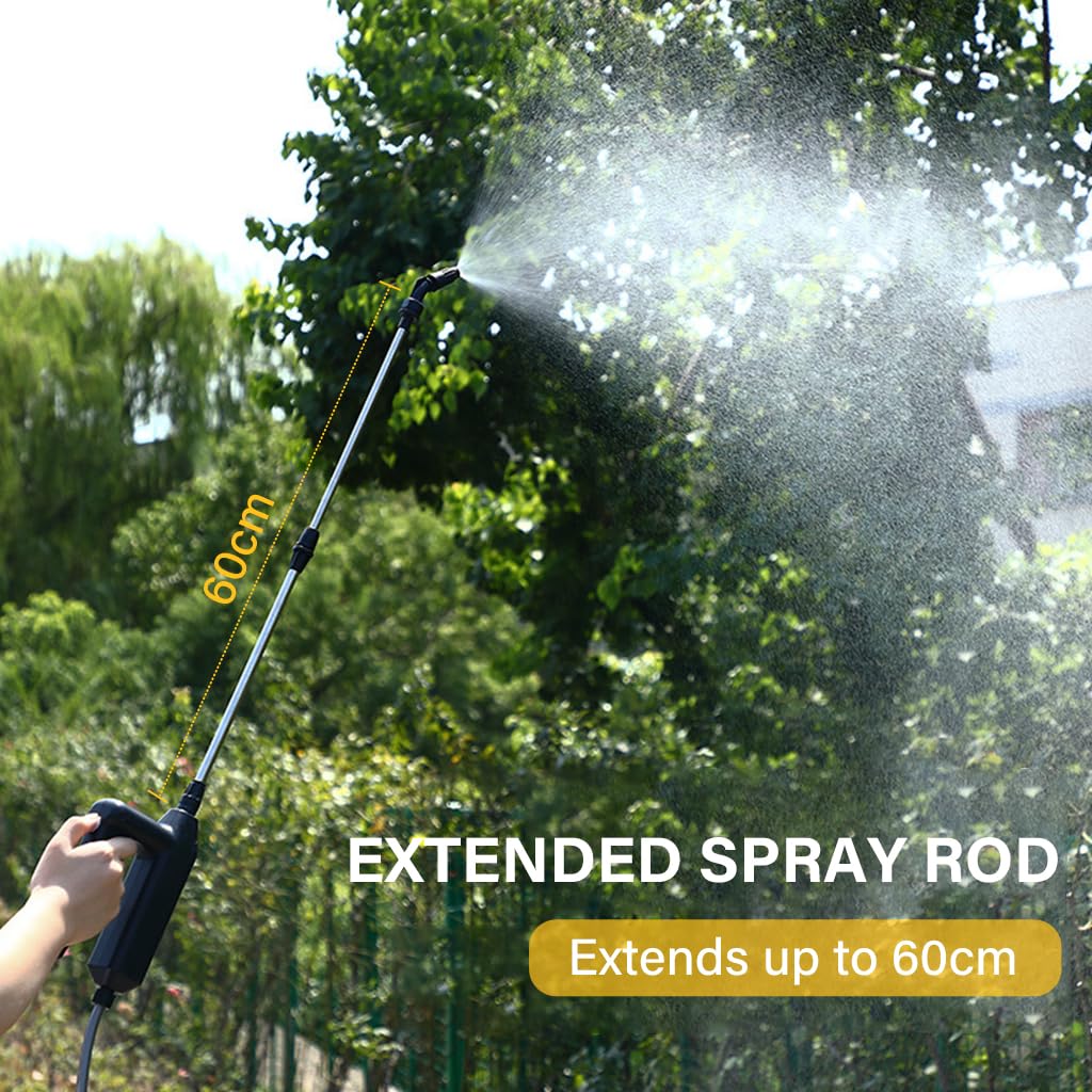 HASTHIP® USB Water Sprayer with 3 Nozzles 2400mAh Mist Lightweight Garden Sprayer with 16.4 Water Pipe Long Nozzle for Irrigation Gardening Watering Agriculture 2 PCS