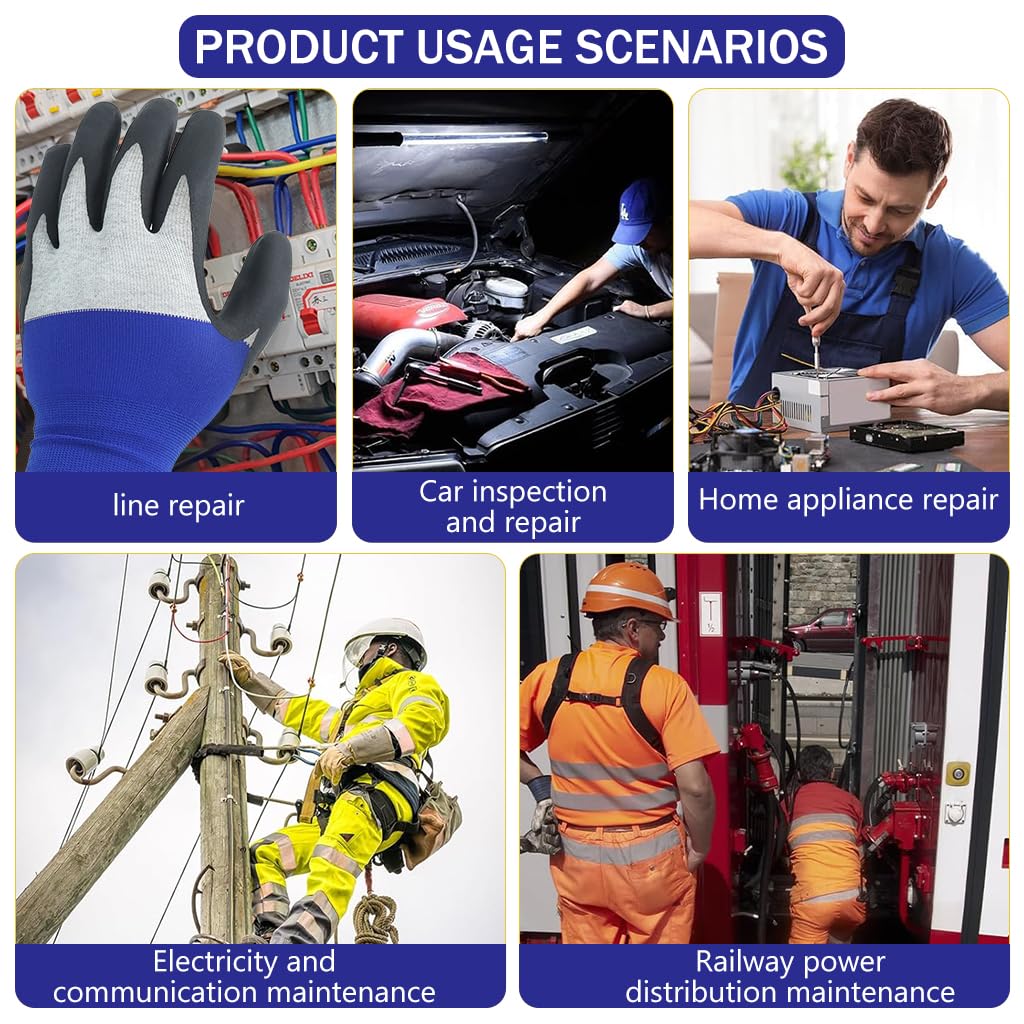 Serplex® Electrical Insulated Gloves with 500V High Voltage Resistance Electrician Safety Flame Retardant Work Insulation Rubber Non Slip Design 3 PCS