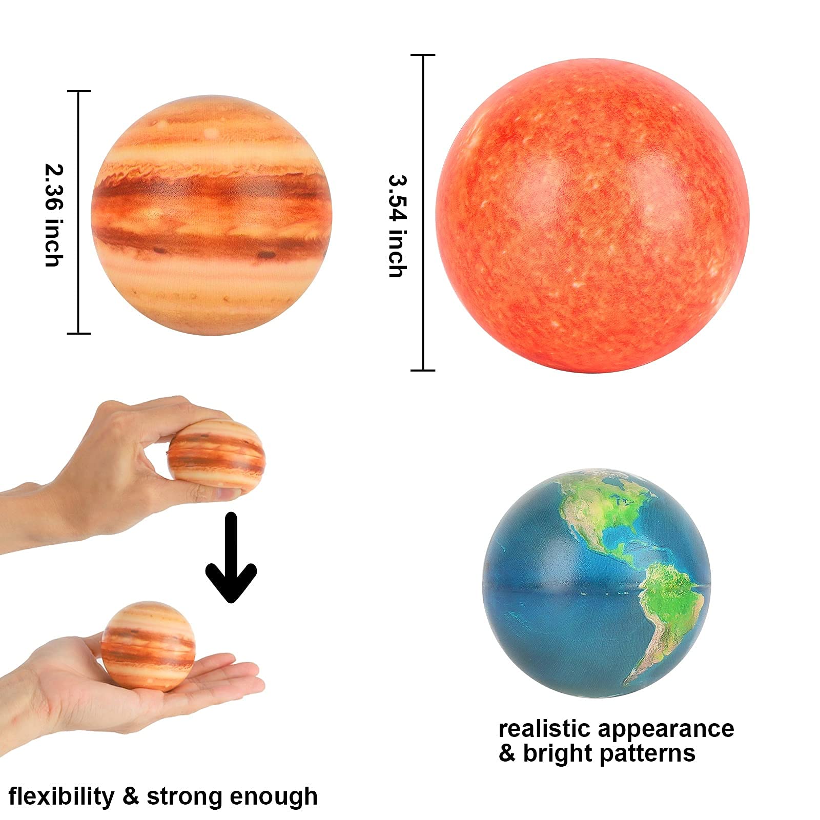 HASTHIP Solar System Stress Ball Learning Toys for Kids and Sensory Toy for Adult 10 Piece,Anti Stress Solar Planets Balls (Planet Balls)
