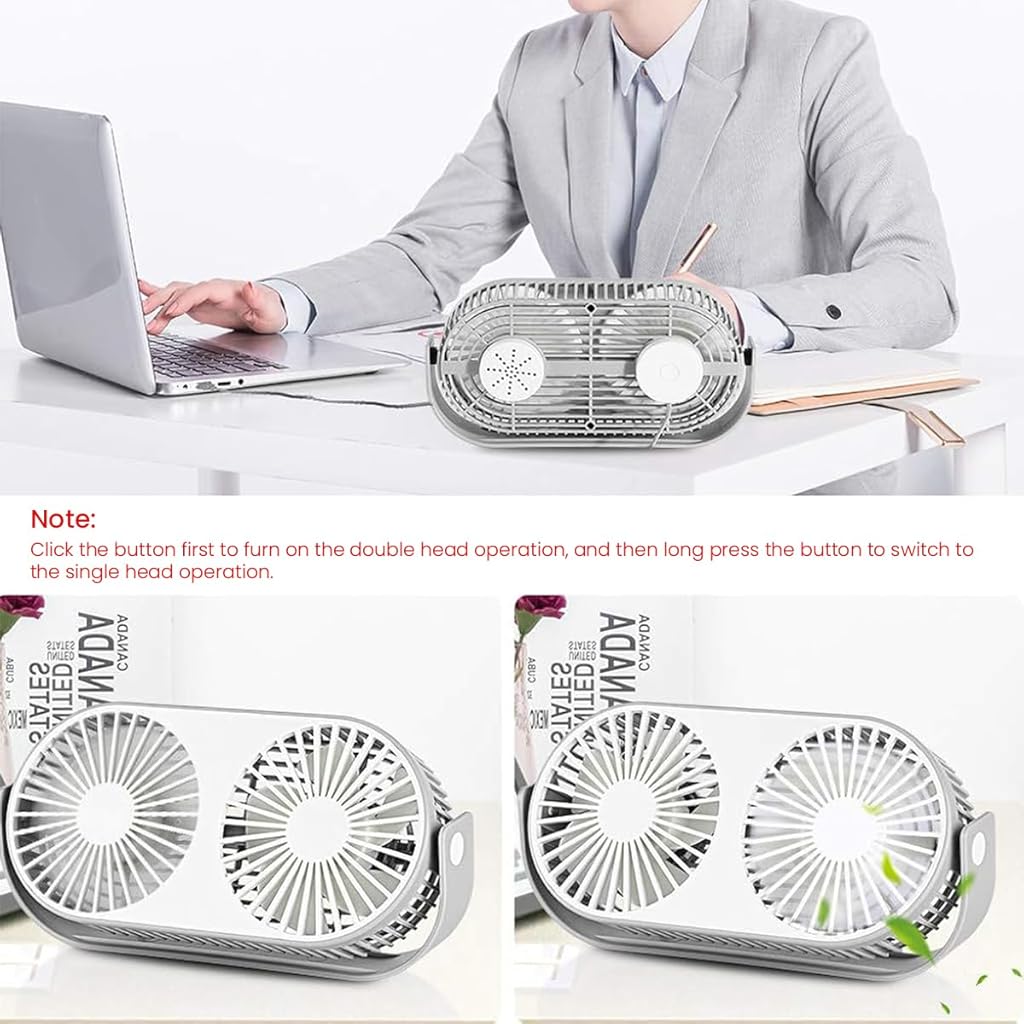 Verilux Small Table Fan, USB Mini Desktop Fan, Dual Fan Desktop Fan with 3 Speeds, Quiet Aromatherapy Table Desk Fan with Stand, Portable Cooling Fan for Home Office Outdoor Travel (White)