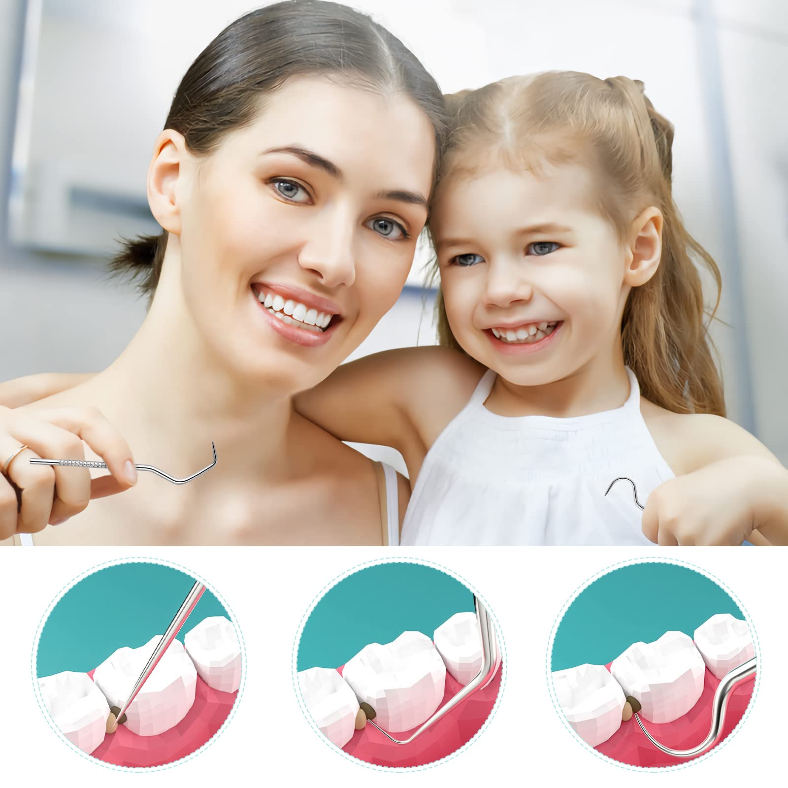 ZIBUYU Stainless Steel Toothpicks Set for Men and Women Reusable Portable Toothpicks for Travel Teeth Cleaning Tool Kit with Storage Box Oral Care Dental Teeth Cleaning Tools for Travel - 4 Piece