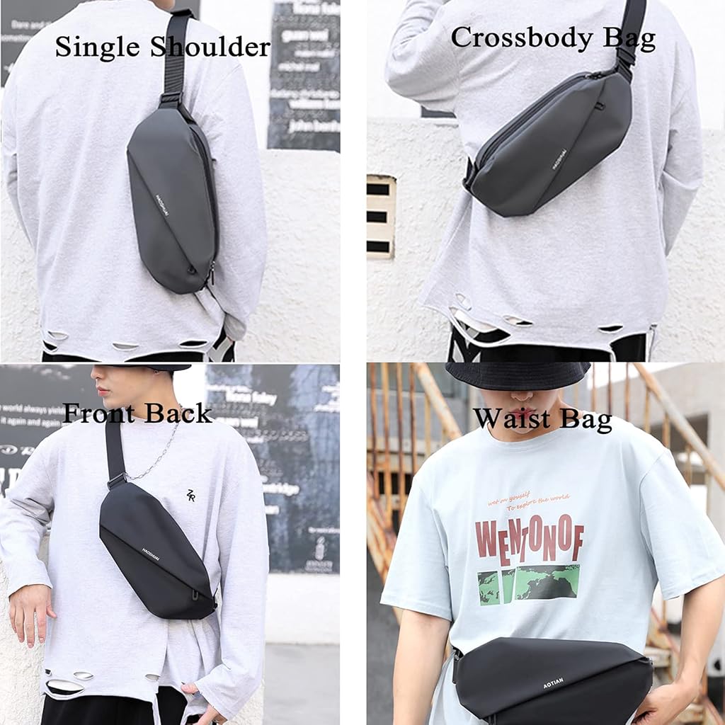 GUSTAVE Waist Bag for Men Women with Adjustable Strap, Stylish Fanny Pack Waterproof Chest Bag Lightweight Belt Bag for Running Travel Sports Cycling Workout Gym Outdoor