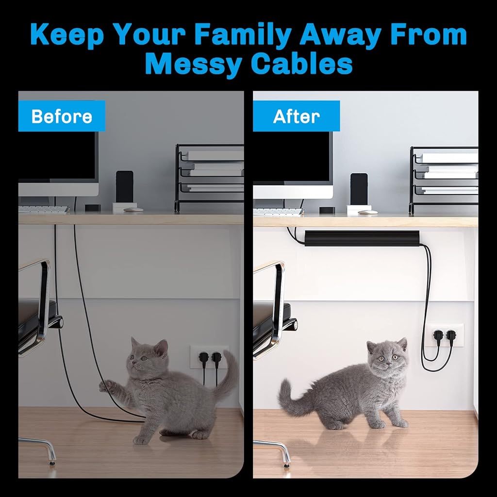 HASTHIP 2Pcs Cable Management Rail Multi Cable Organizer Box Adhesive Under Desk Cable Channel Organizer 31.5