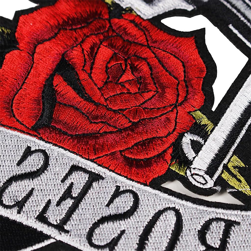ZIBUYU Guns Roses Patches, Iron on Patch/Embroidered Patches Sequin Girl Head Hat Heart Embroidered Appliques for DIY T-Shirt Jeans Jacket Backpack Badge Craft