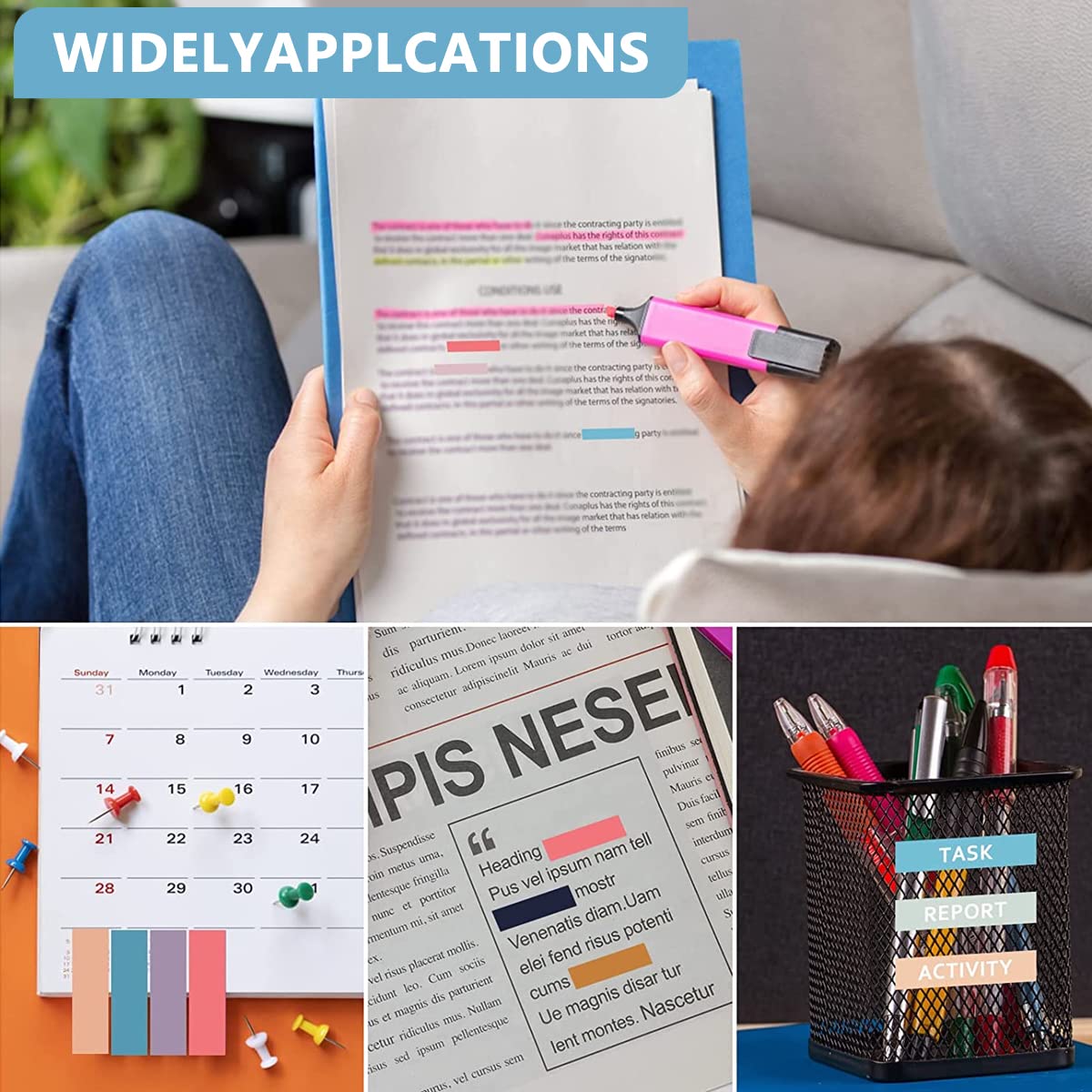 HASTHIP Sticky Tabs 60 Colors Sticky Tabs 600pcs Index Tabs Sticky Notes with Ruler Color Sticky Tabs for Notebook, Books, PET Material Page Tabs Sticky Flags File Index Tabs Office Stationery