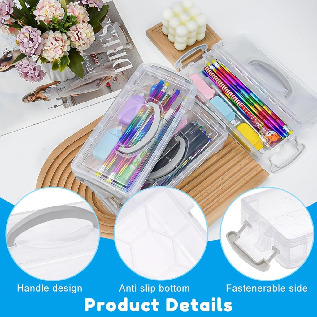 HASTHIP® 6Pack Large Capacity Pencil Box, Office Supplies Storage Organizer Box, Brush Painting Pencils Storage Box Watercolor Pen Container Drawing Tools