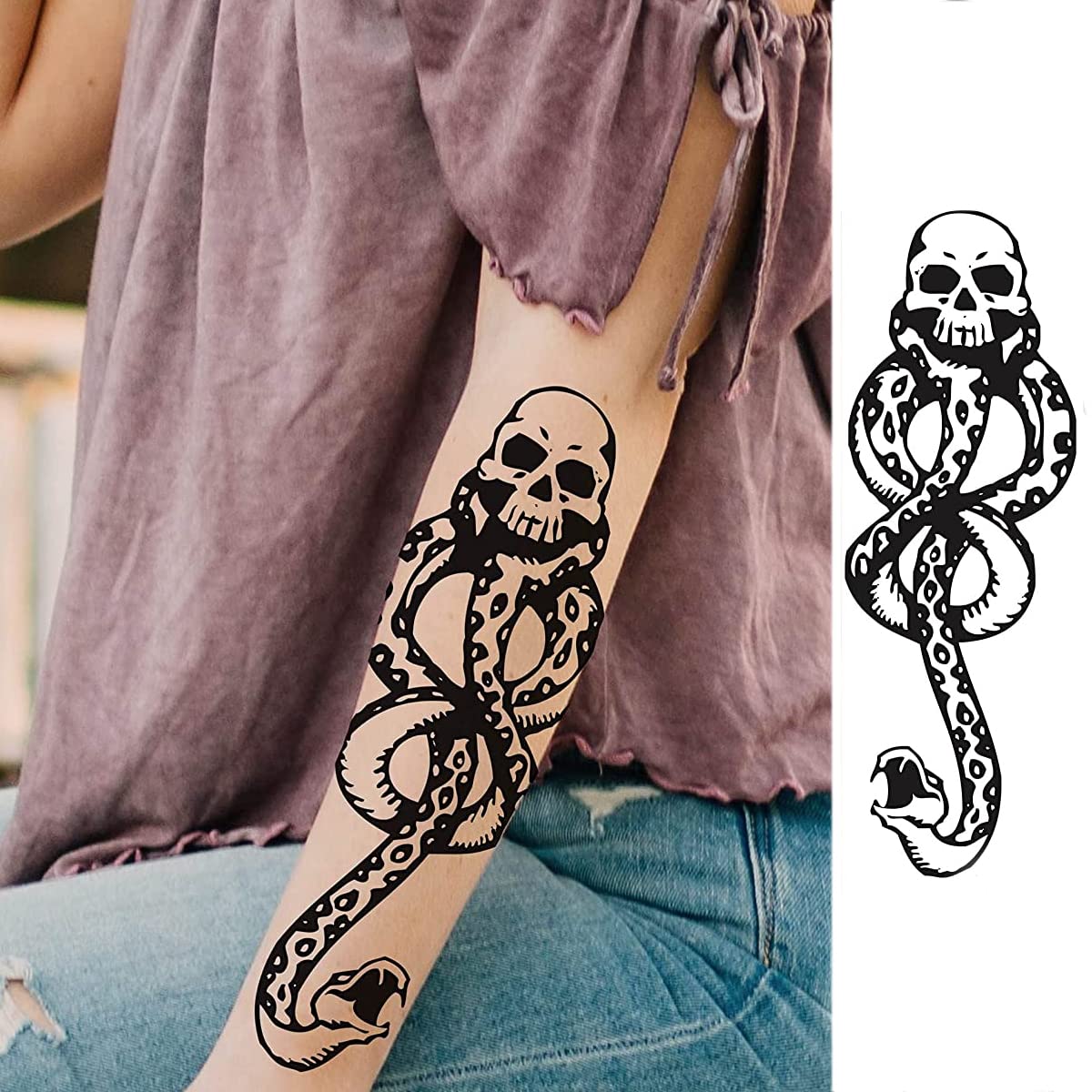 MAYCREATE 35 Sheets Temporary Tattoo Sticker For Men Black Tatto Sticker Beast on Arm Waterproof Large Tattoo Stickers Assorted Tatto Sticker
