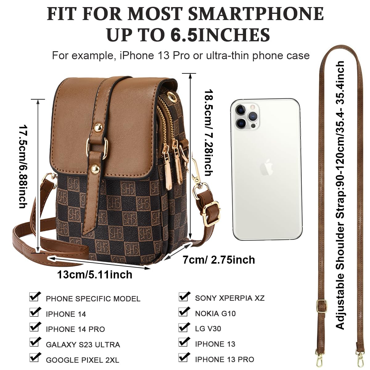PALAY Sling Bag for Women Crossbody Bag for Women Phone Bag Stylish PU Leather Mobile Cell Phone Holder Pocket Purse Wallet Sling Bag Mini Shoulder Bags (Coffee Brown)