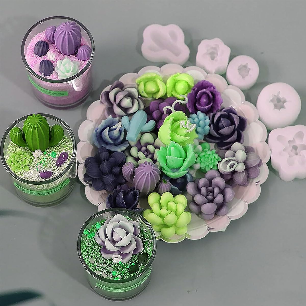 HASTHIP 9Pcs Succulent Silicone Molds 9 Styles Succulent Silicone Molds DIY Resin Succulent Desk Decor Silicone Molds DIY Resin Succulent Desk Decor Gift