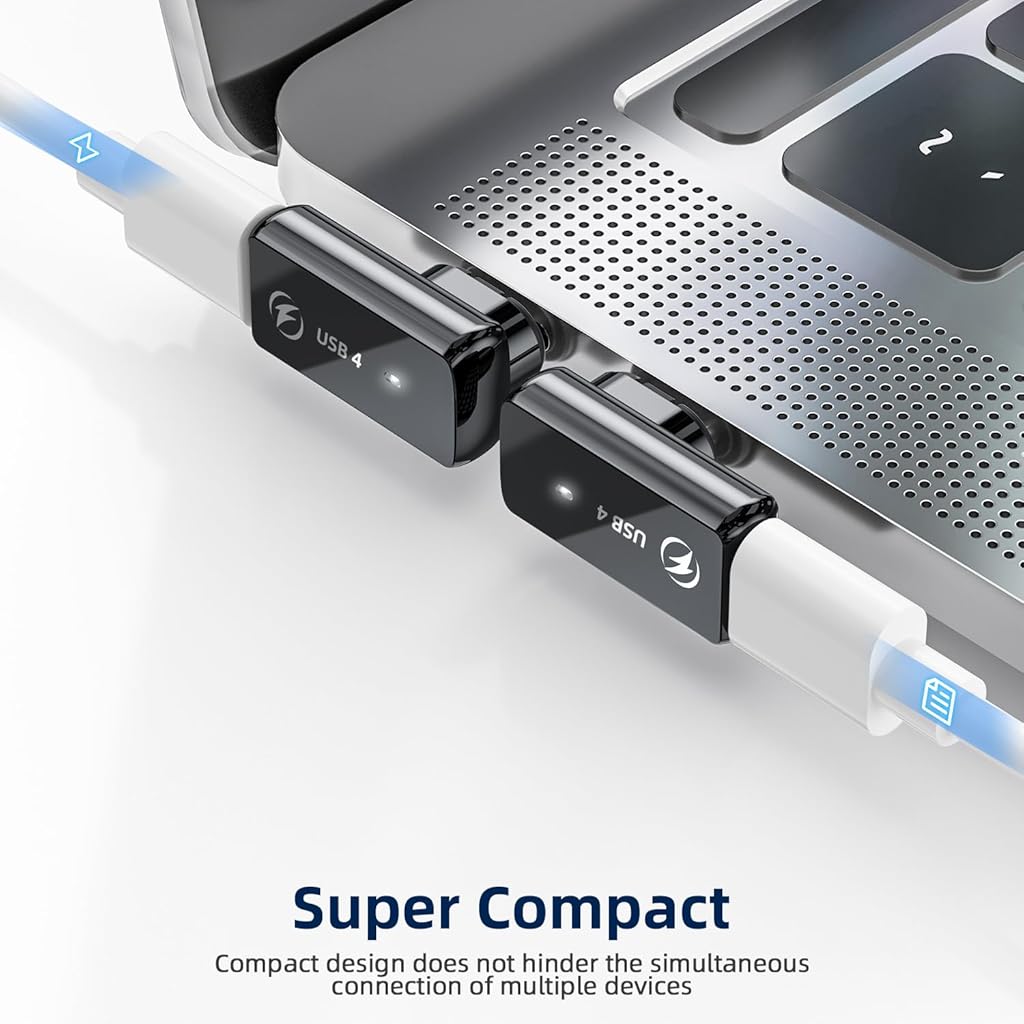 ZORBES® USB C 4.0 Adapter, Right Angle Magnetic USB C Adapter Supports PD 240W 40Gbps Adapter & 8K@60Hz Video Display PD24Pin Zinc Alloy USB C Adapter for Thunderboard 4/3 MacBook Pro/Air