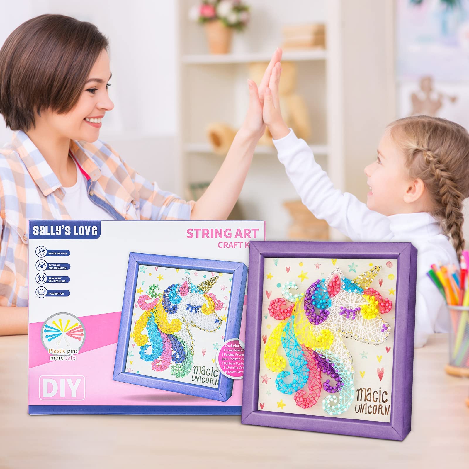 PATPAT String Art Kit Unicorn Art and Craft Kit for Girls Unicorn String Art Supplies with Phote Frame Kids Art and Craft Kit Christmas Birthday Gifts for Girls Boys Ages 6+
