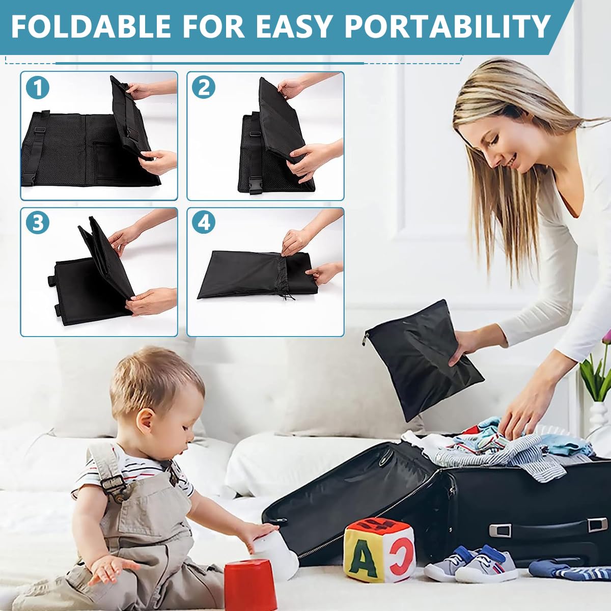 HASTHIP Airplane Footrest for Kids, Toddler Travel Bed, Airplane Foot Hammock for Baby with Anti-Slip Design, Airplane Seat Extender for Kids, Portable Airplane Travel Accessories, 79 * 44cm (Black)