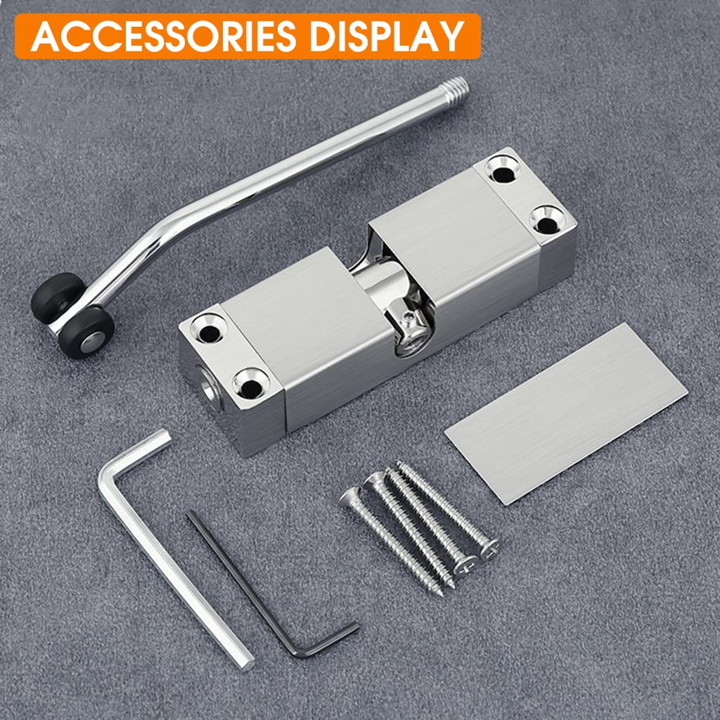 HASTHIP Door Closer, Zinc Alloy Automatic Safety Spring Door Closer, Adjustable Closing Door Hinge, Quiet Door Closer for Wooden Door, Metal Door, Security Door, Weight Up to 30 Kgs (Silver)