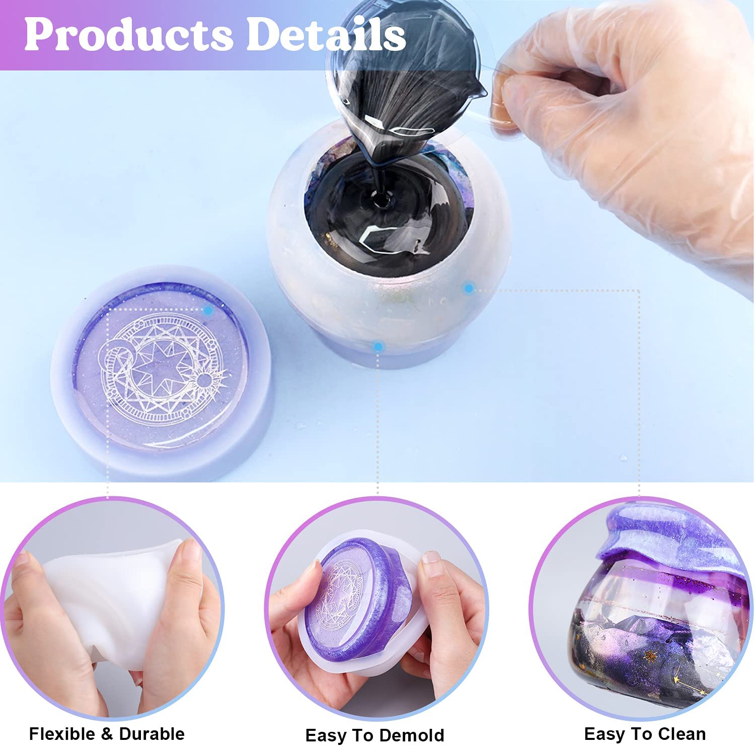 HASTHIP 95pcs Resin Jewelry Molds Kit, 5 Pairs Earring Silicone Molds Epoxy Casting Molds with Hole, Sets of Earring Hooks, Jump Ring, Eye Pins for Resin Jewelry, Pendant, Key Chains, 5pcs Earring Mold