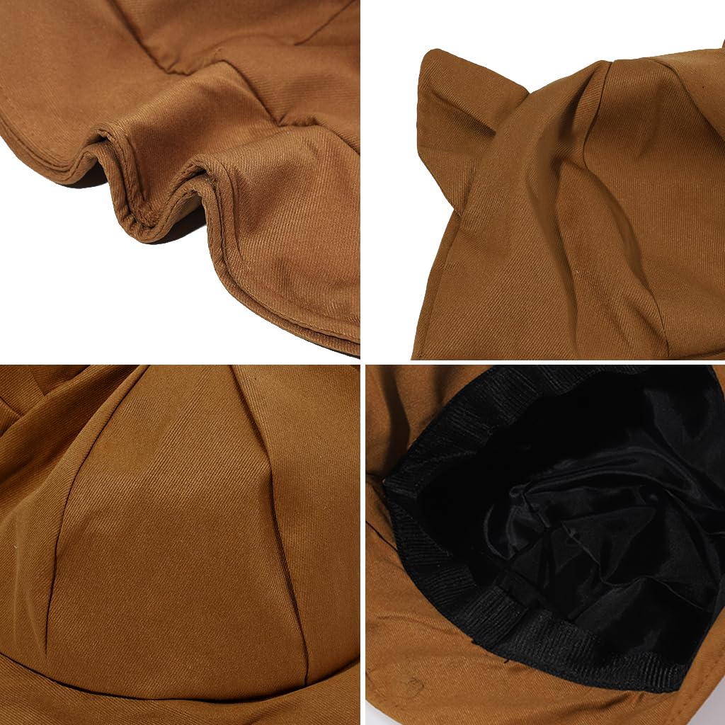 PALAY Bucket Hat for Women and Girls Cute Cat Ear Cap for Women Summer Breathable Wide Brim Sun Hats for Women Brown Beach Hat Adjustable Fisherman Bucket Hat for Travel, Camping, Daily Activities