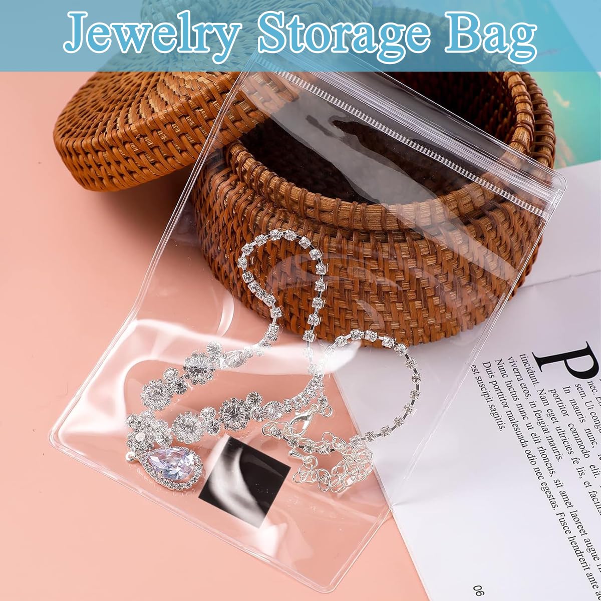 MAYCREATE Clear Acrylic Jewelry Organizer Stand for Women Girls with 30Pcs PVC Transparent Anti-oxidation Jewelry Storage Zipper Bag for Necklace Earrings Rings Bracelets