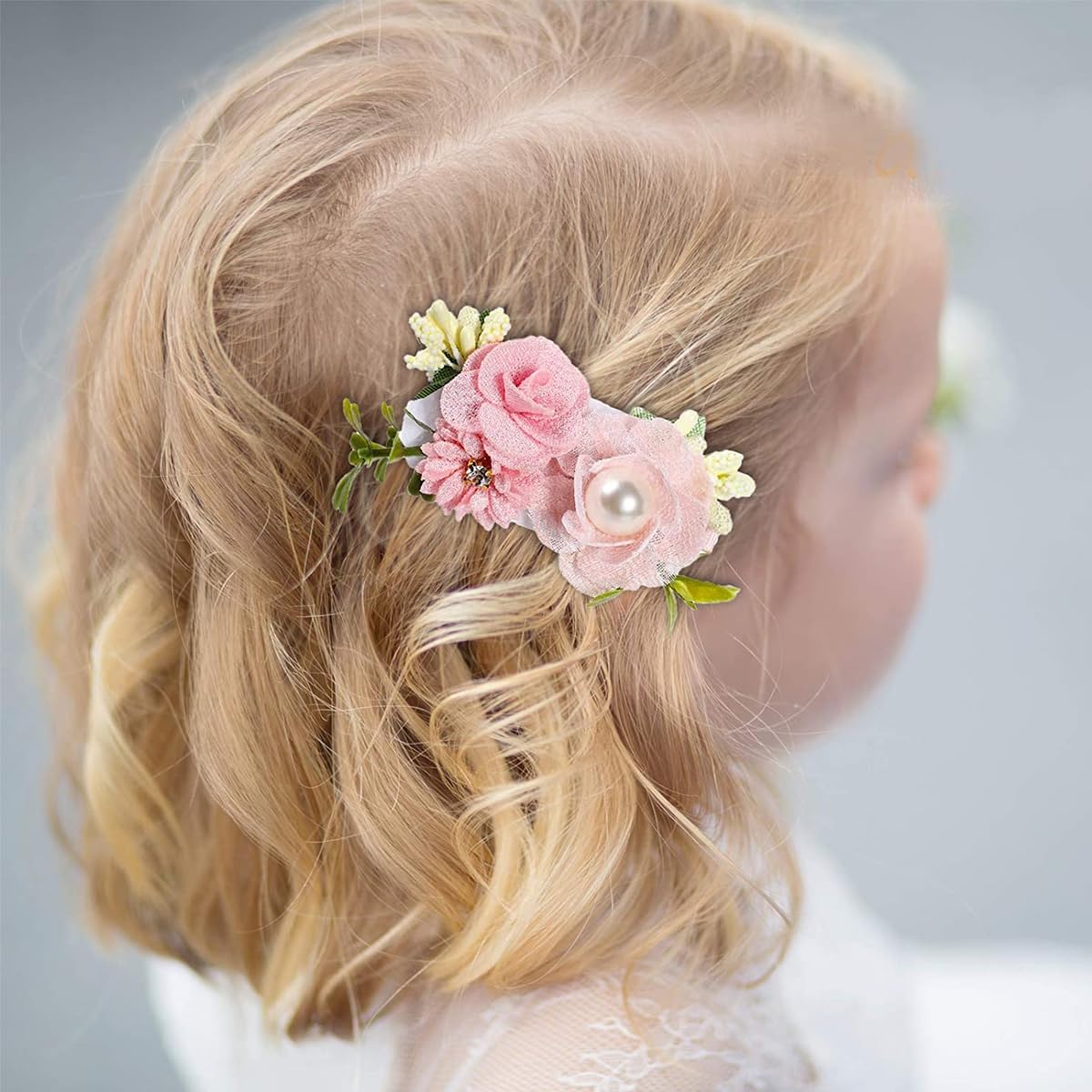 PALAY 3pcs Flower Hair Clips for Girls Pearl Hair Clips Bridal Hair Accessories Hair Barrettes Hair Accessories Hair Dressing for Flower Girls