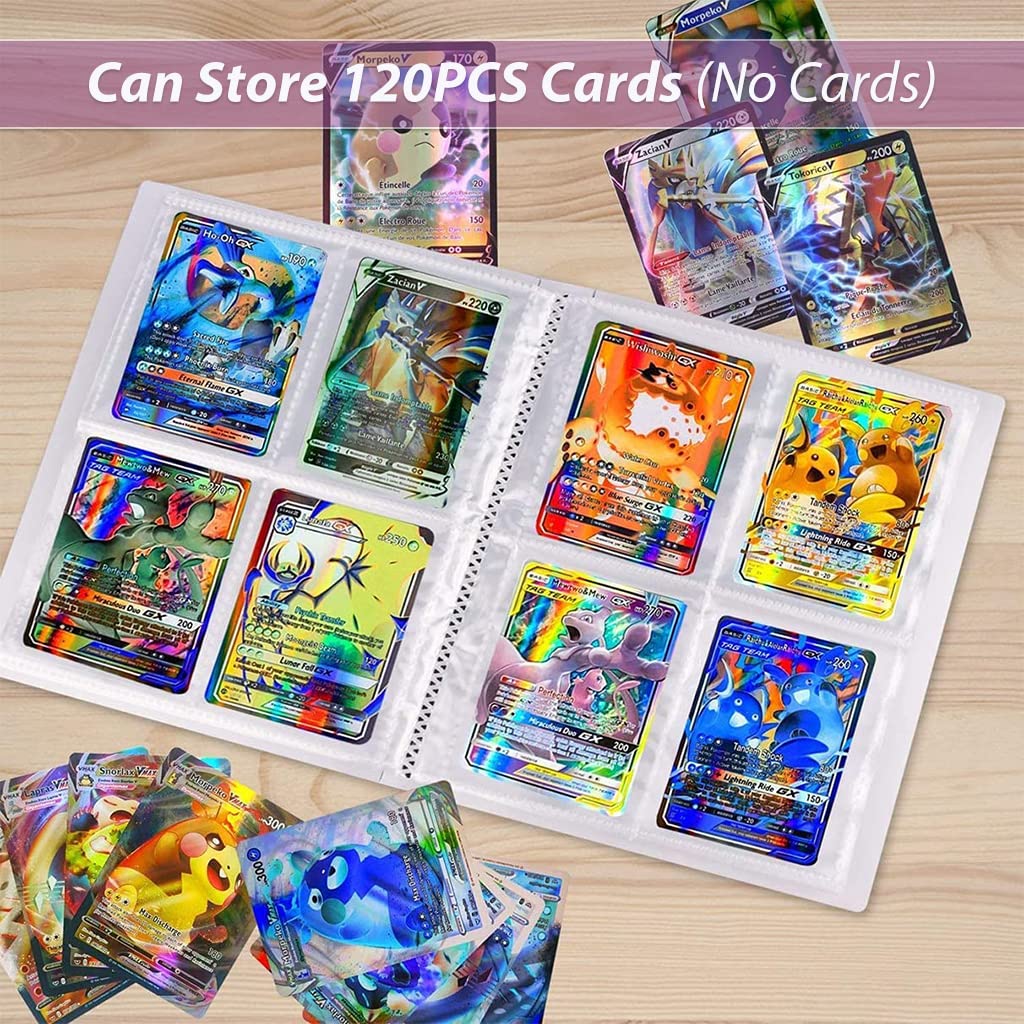 PATPAT Poke-mon Binder, Trading Cards Collector Album for 120 Poke-mon Cards Cartoon Prints Bag Poke-mon Cards Binder Poke-mon Collection Cards Pack Bag Gift for Kids Boys Girls-Mewtwo (No Cards)