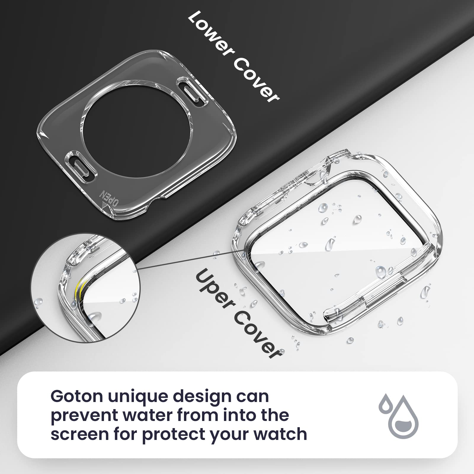ZORBES Waterproof Hard Case with Tempered Glass Screen Protector for Apple Watch Series 7 (45mm)-Clear