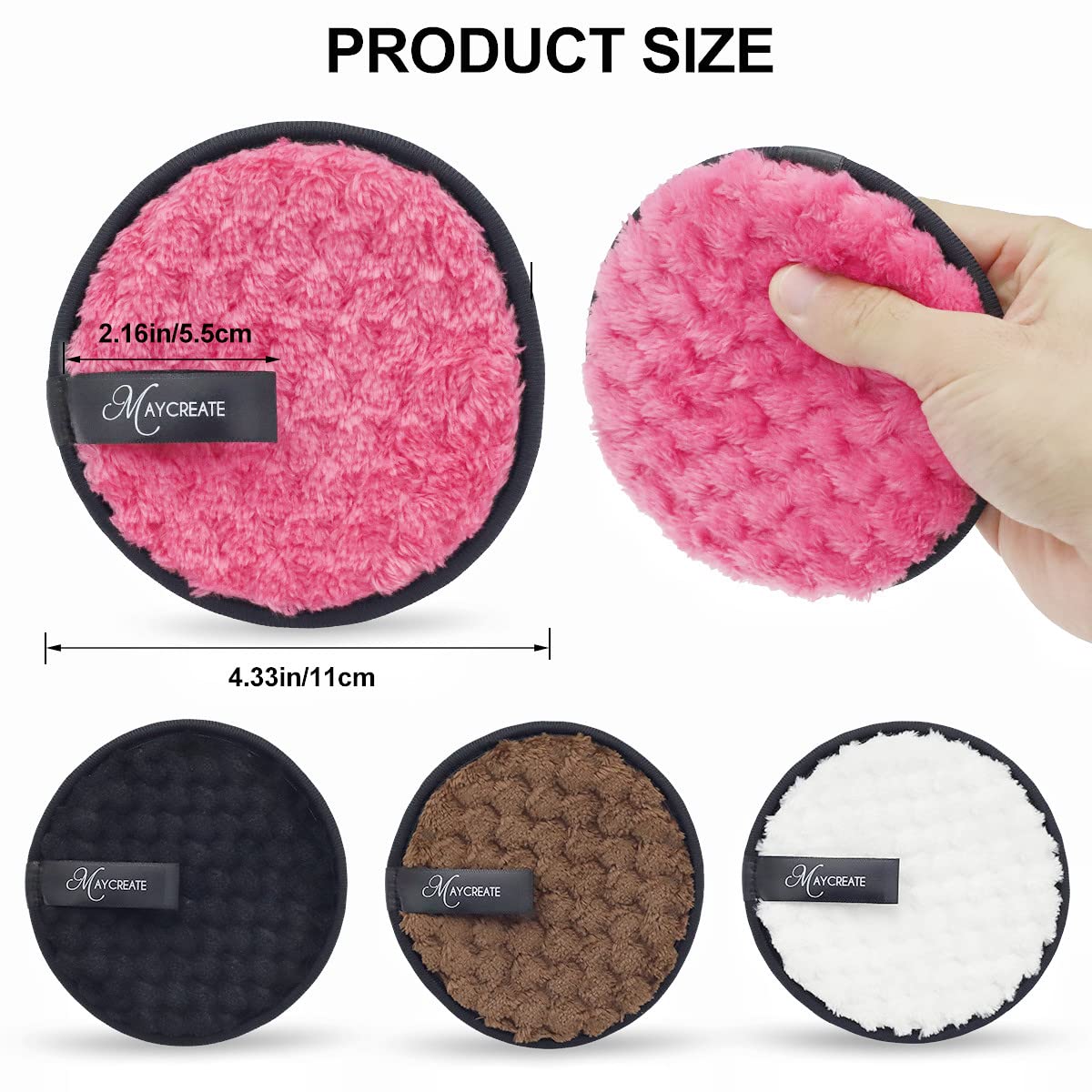MAYCREATE 4 PCS Makeup Remover Cleansing Pads Set, Reusable Soft Double-Side & Easily Remove Stubborn Face or Eye Makeup & Suitable for Dry,Oily or Sensitive skin-Individually Package