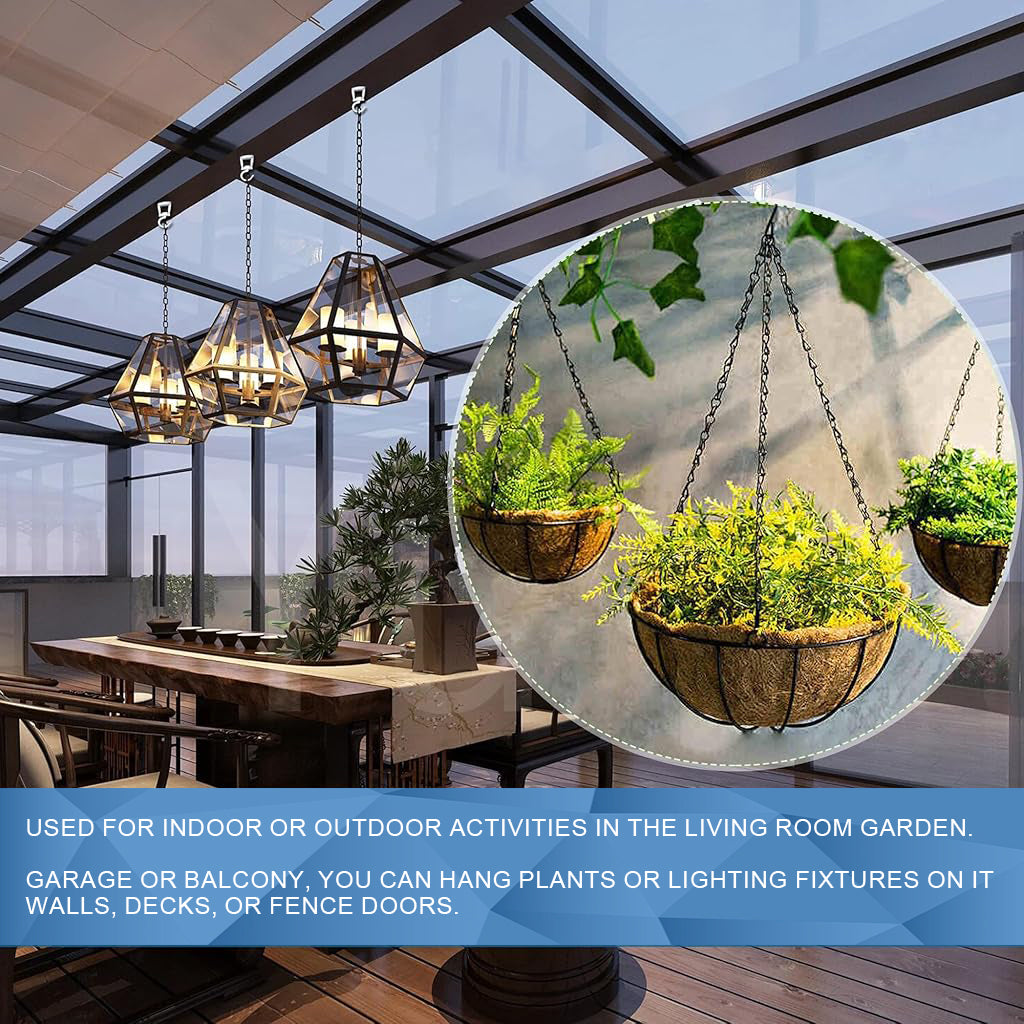 HASTHIP 2Pcs Ceiling Hooks Screw Fixing Zinc Alloy Metal Ceiling Hooks Multi Purpose Decorative Ceiling Hooks for Hanging Planter, Flower Basket, Lantern, with Screws Pack