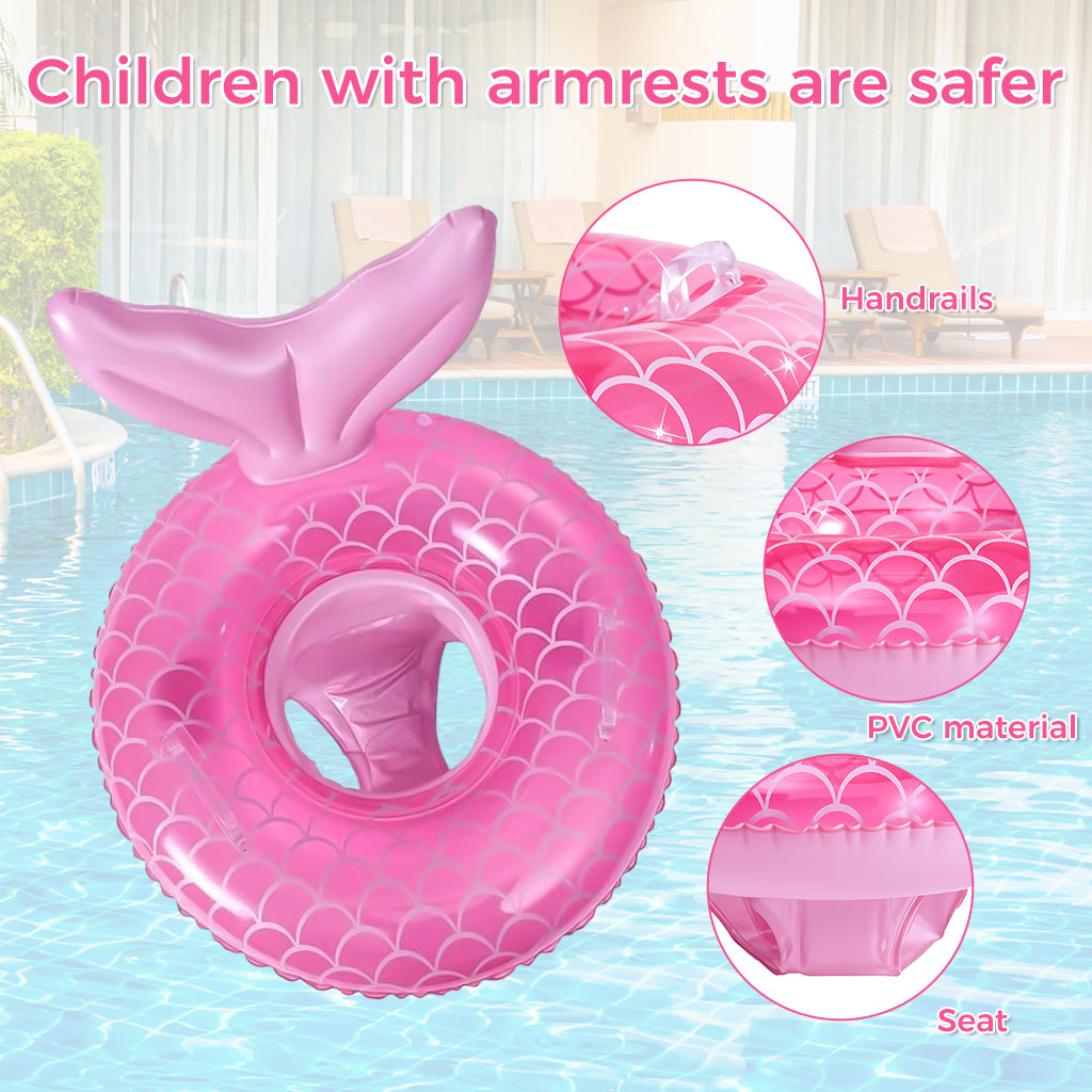 Proberos Baby Swimming Seat for Baby 6-48 Month Baby Mermaid Tail Baby Swimming Floating Seat with Dual Grips PVC Inflatable Swimming Pool Float Seat Baby Shower Party Pool Party Bathing Seat