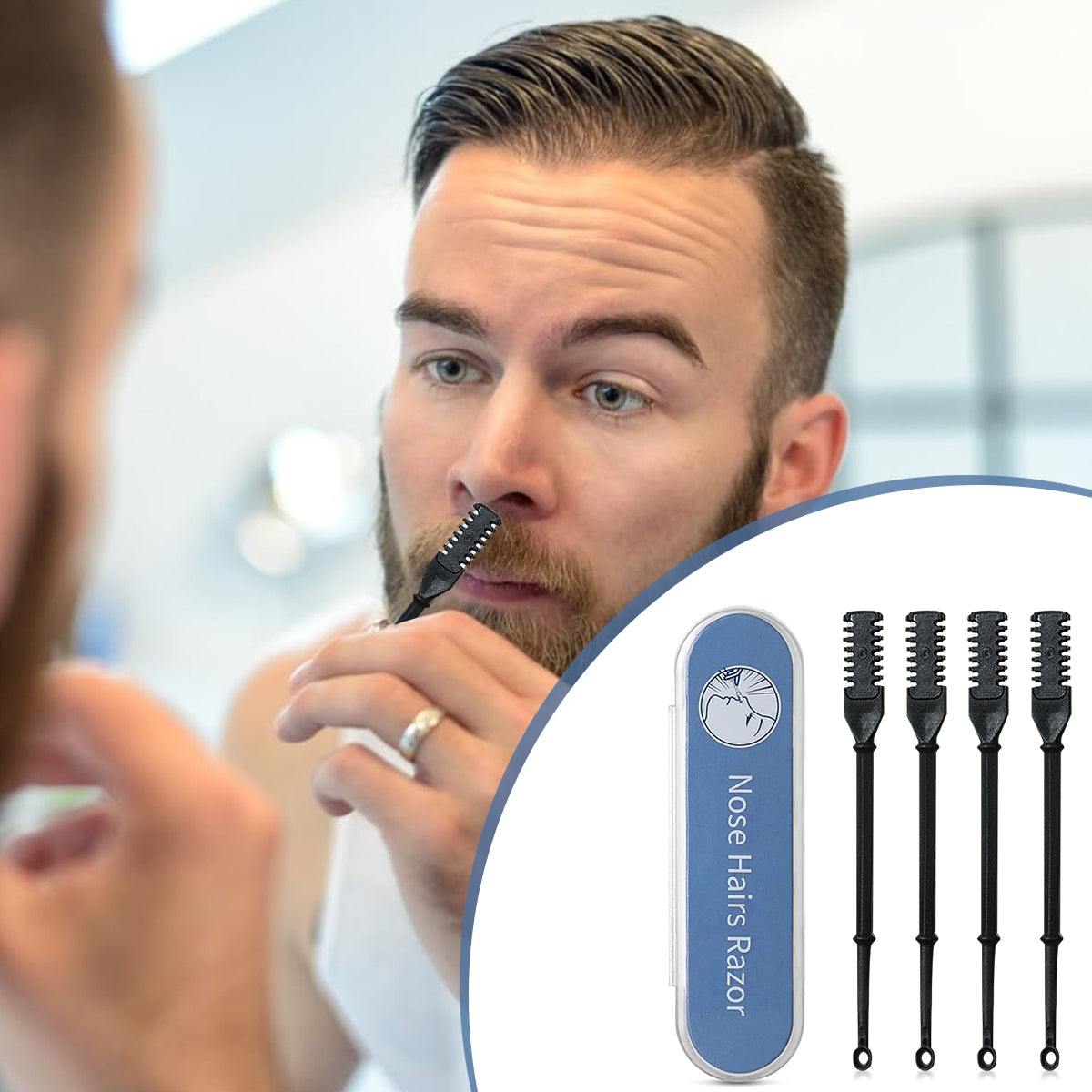 HANNEA 4 Pcs Nose Hair Trimmer for Men Women Pain Free Nose Hair Trimmer 2 in 1 Grooming Tool with Ear Wax Remover Tool Nose Hair Trimmer for Overgrown Nose Hair Stainless Steel Nose Hair Trimmers