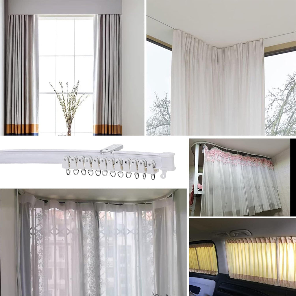 HASTHIP® 9.6ft/3m Flexible Ceiling Curtain Track, Curtain Ceiling Track, Ceiling Mount for Track Curtain System Universal Room Heavy Drape Curtain Mount Track, All Accessories Included