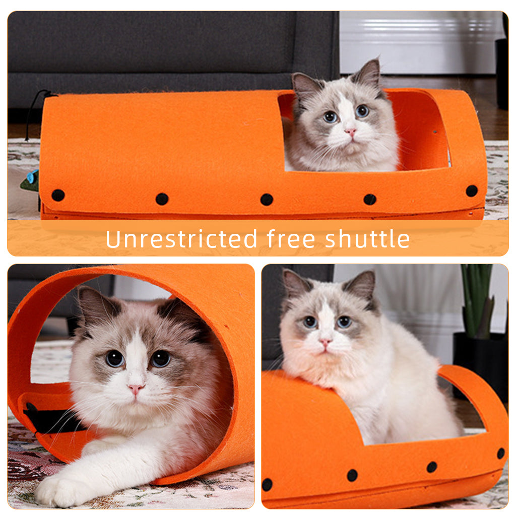 Qpets Felt Cat Tunnel Cat Toy Set of 2 Pieces Freely Assemble Felt Transformable Cat Tunnel Cut Out Felt Hide Cave, 52x70cm Per One