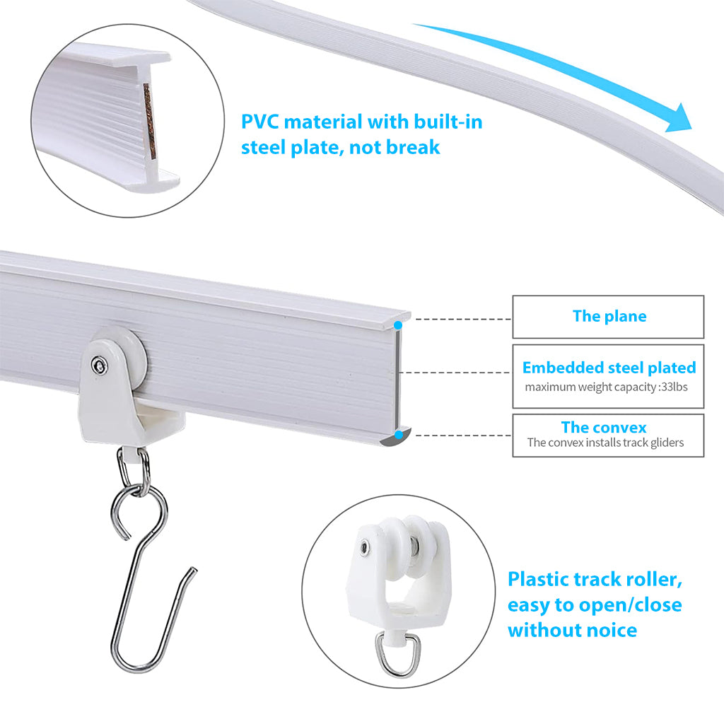 HASTHIP® 9.6ft/3m Flexible Ceiling Curtain Track, Curtain Ceiling Track, Ceiling Mount for Track Curtain System Universal Room Heavy Drape Curtain Mount Track, All Accessories Included