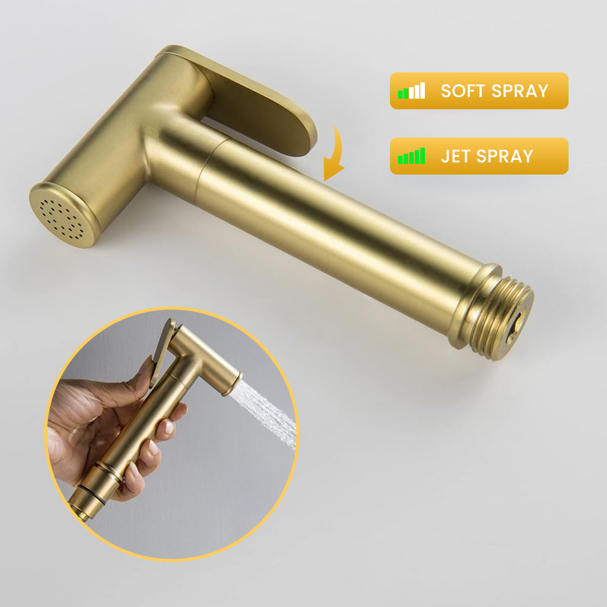 HASTHIP Pressurized Toilet Bidet Sprayer System Kit with Cool & Warm Water Settings, Lever Handle, Full Copper Golden Finish, Universal G1/2 Thread, Wall-Mounted Holder, Health Faucet for Bathroom